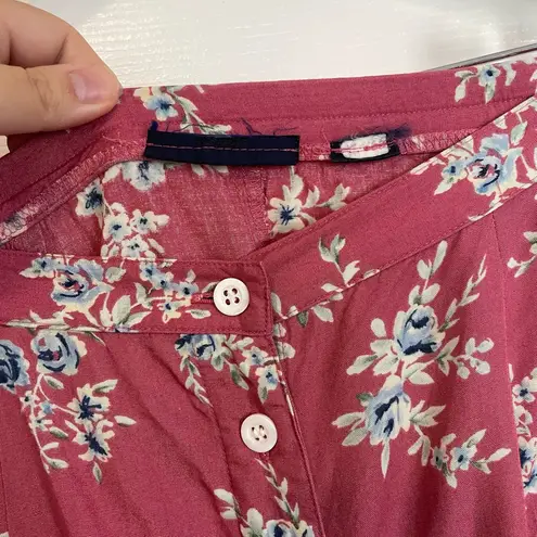 Long Pink Floral Skirt Button Front Full Button Maxi Cottagecore Flowers Small