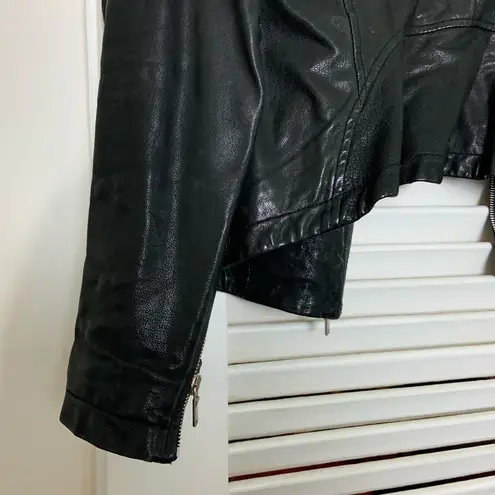 Nicole Farhi MD Leather zip up motor sport jacket Size M
