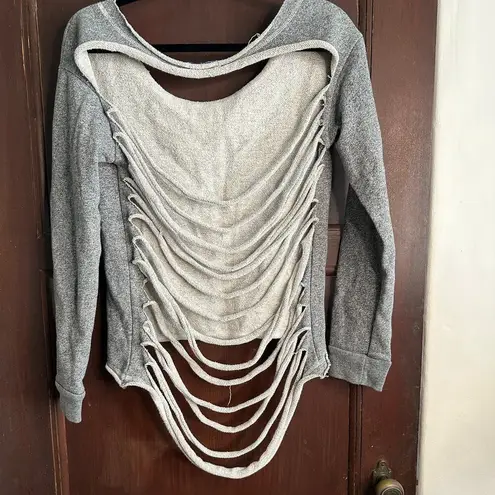 JUNK FOOD | New England Patriots French Terry Shred Back Sweatshirt | Size Small Gray