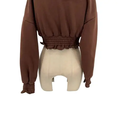 Maniere De Voir Cropped Hoodie Sweatshirt Cotton Brown Tracksuit Size 8