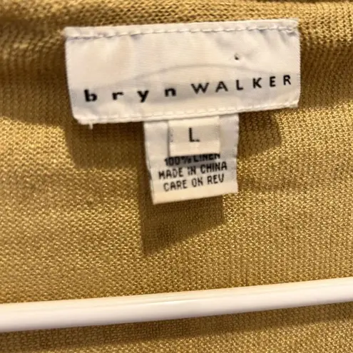 Bryn Walker Cardigan Jacket Womens Large Linen Gold Open Lagenlook Boho Beach