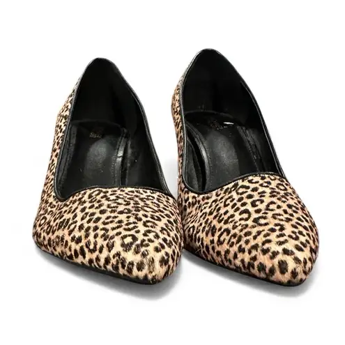Michael Kors Dorothy Flex Pointed Toe Leopard Print Calf Hair Heels Size 9 Brown