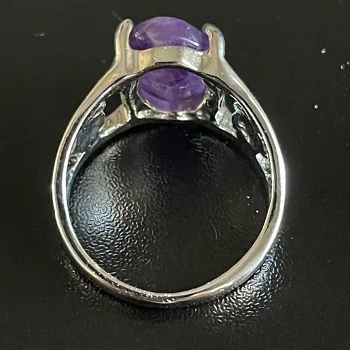 Amethyst Purple S925 silver heart ring size 8