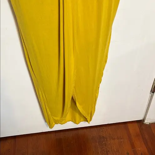 Rolla Coster Yellow Maxi Dress with V-Neck and Cap Sleeves