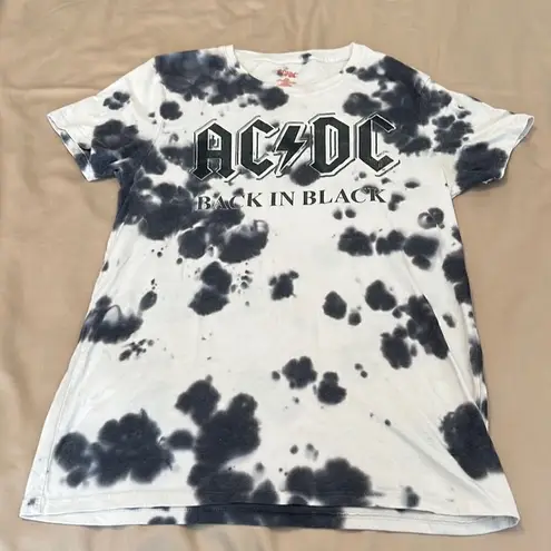 AC/DC size small black and white tie dye distressed short sleeve T-shirt GUC