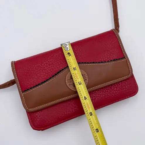 Michael Stevens Rugged Outland Leather Purse Red Brown Crossbody Mini Bag Wallet