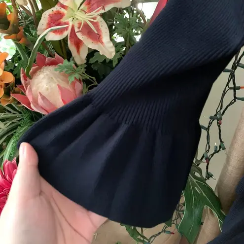 GU (Uniqlo) x Rokh Ribbed Polo 3/4 Sleeve Sweater in Black Size L