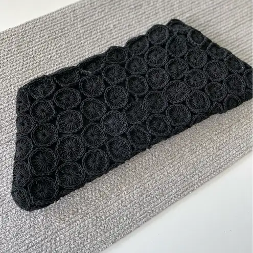 Vintage CORDE 1940’s Black Woven Circle Design Crochet Oversized Clutch Bag
