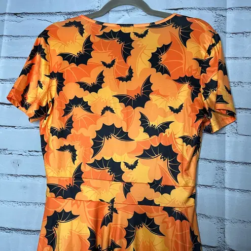 Orange and Black Wrap Midi/Maxi Halloween Bat Sundress SZ L V