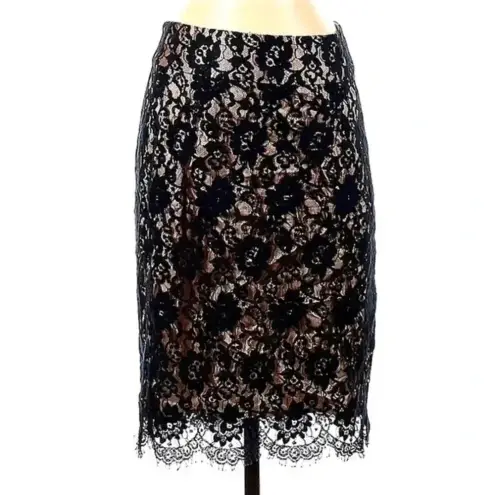 Banana Republic Vintage  | Lace Skirt Black & Blush Pink Lining Size 4 Small S