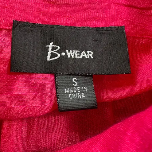 B. Wear Top Blouse Small Womens Pink Button Down Roll Tab Sleeve Collar Shirt