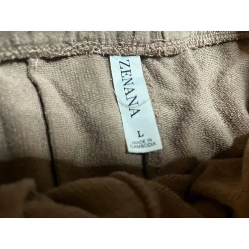 Zenana Outfitters Lounge Shorts Womens Large Brown Drawstring Elastic Waist Casual