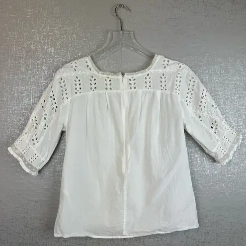 Maje  Loody Eyelet Short Sleeve Top in White Size 2 (Medium)