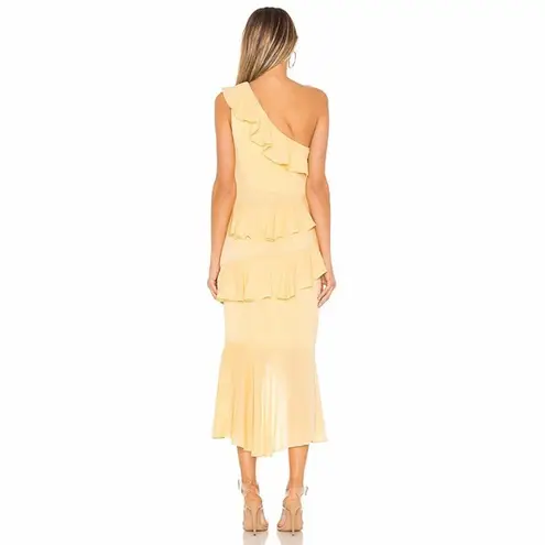 NBD Ambrosia One Shoulder Ruffle Midi Dress