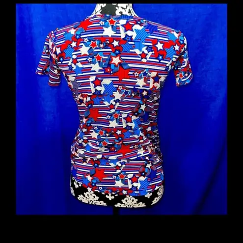 LuLaRoe T Shirt Top Striped Stars Sz 8  Stretch Top