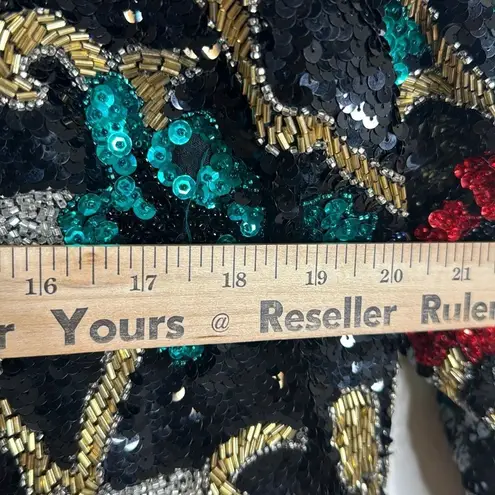 Oleg Cassini vtg heavily sequin beaded babe glam blazer colorful jacket M