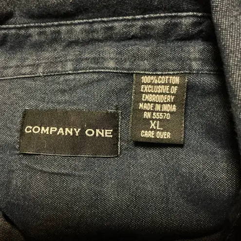 Vtg Y2K embroidered snowman denim shirt Blue Size XL