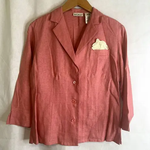 White Stag Pink Linen Blend Button Up Lightweight Jacket Size Small 4/6