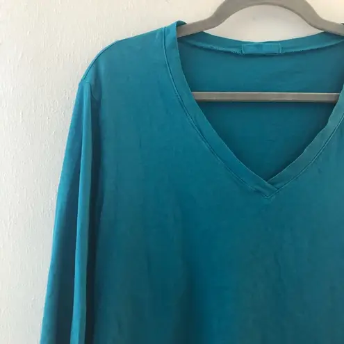 CP Shades Tee Teal Blue V Neck 3/4 Sleeves Top Sz M/L (See Measurements) EUC