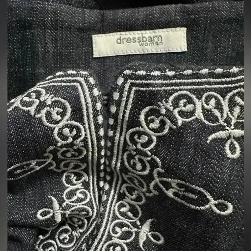 Dress Barn  Denim Blue Embroidered Cropped Jacket Blazer Women’s Plus Size 14W