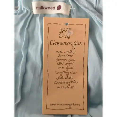 Milkweed Floral Tiered Ruffle Mini Dress Mint Blue Medium NWT Cottage Prairie