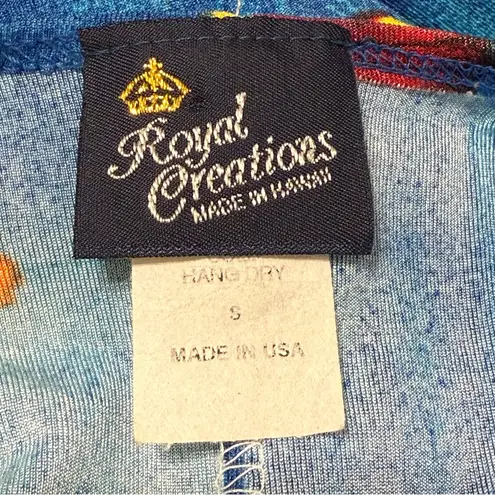 Vintage Royal Creations Hawaii Tropical Fish Maxi Dress Blue Small Made in USA