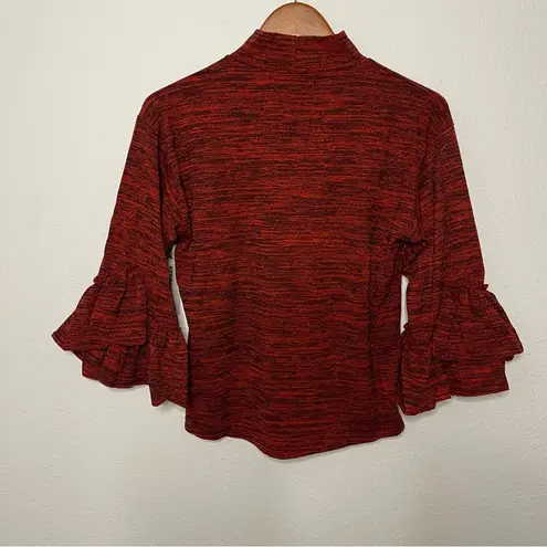 Roommates Women mock neck big bell sleeves red black top size L NWT