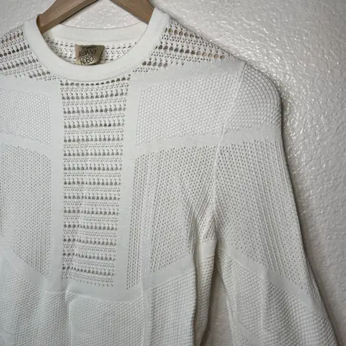 Torn By Ronny Kobo White Knit Sweater Top Size S