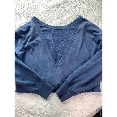 Offline Open Back Cropped Sweatshirt Size Small Blue