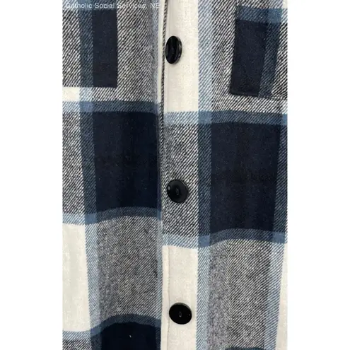 KIRUNDO Black White Women's Flannel Plaid Shirts Jacket Shacket Knee Length