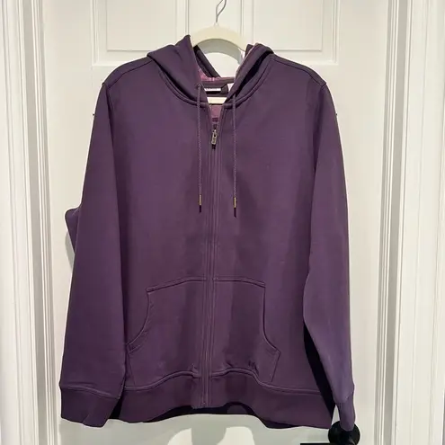 LL Bean 1912 Sweatshirt Flannel Lined Hoodie Purple Size 1X Plus XXL