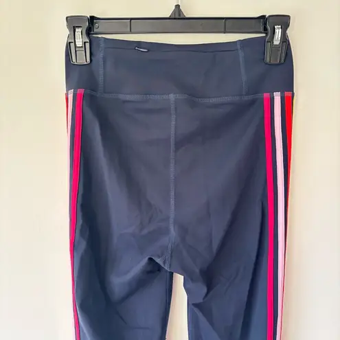 Boden USA Boden Jessica Leggings Navy Blue Rainbow Striped Activewear Athleisure Workout