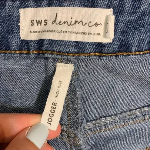 Sws Denin high rise jogger sz XL cargo medium wash high waisted streetwear comfy Blue