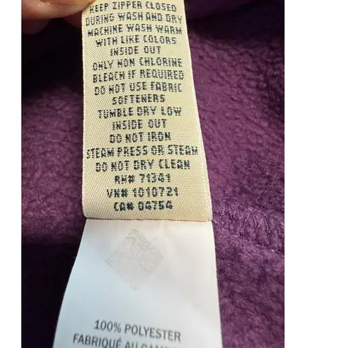 LL Bean Womens Purple Fleece Full Zip Long Robe Lounger Size L Cozy Minimalist Size L