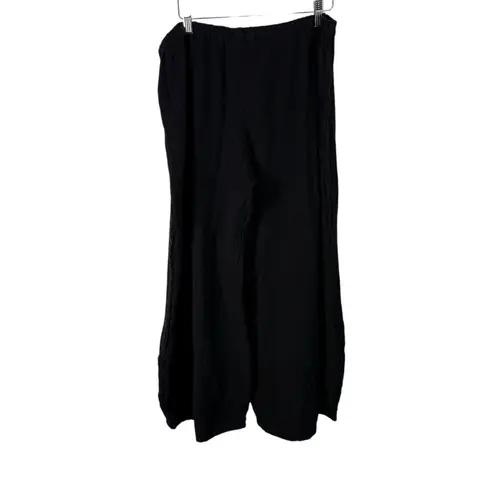 Oh My Gauze Black 100% Cotton Wide Leg Pull On Pants Lagenlook Womens 3 US XXL