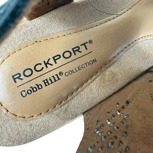 Rockport Cobb Hill Jana Leather Gray Perforated Cork Wedge Sandals Women's Sz 8