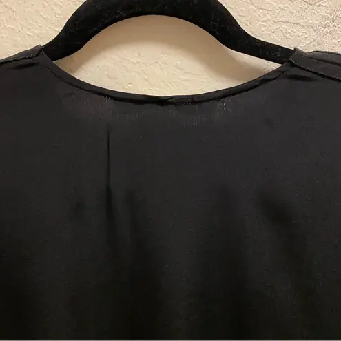 Ramy Brook  Black Silk Short Sleeve V-Neck Top Size M Made In USA