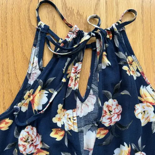 Aeropostale  Aero Women's Romper Size XS Cutout High Neck Floral Sleeveless Cinch