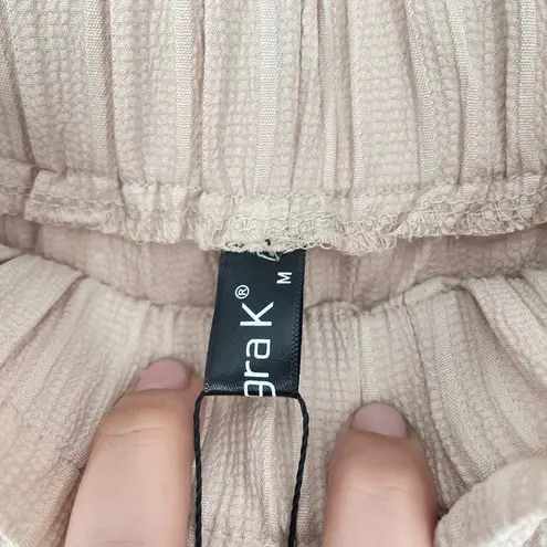 Allegra K Women's Pockets Tie Knot High Waist Wide Leg Paperbag Pants Size M