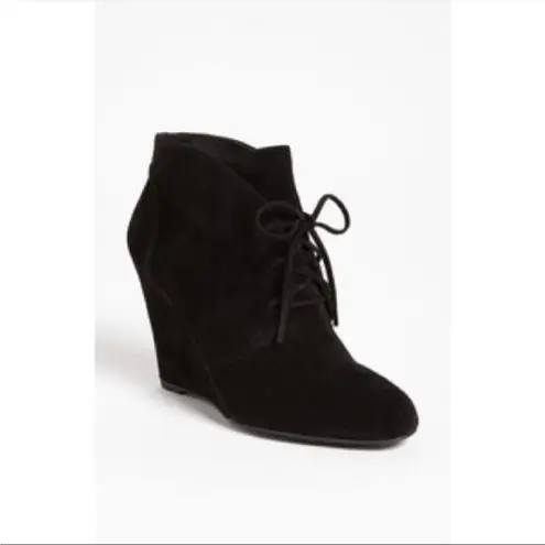 via spiga  black suede wedge booties. Never worn