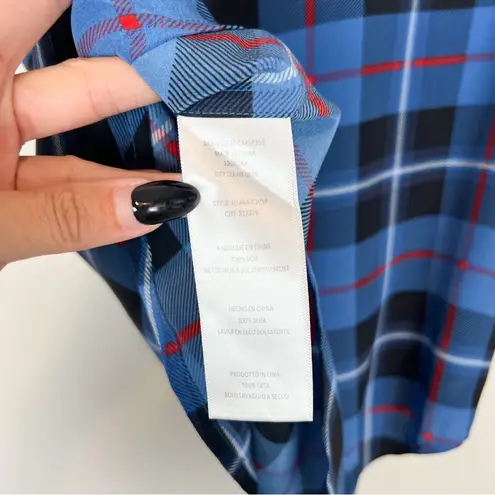 Equipment Femme Kurt Plaid Riley Silk Tee Blue Size XS