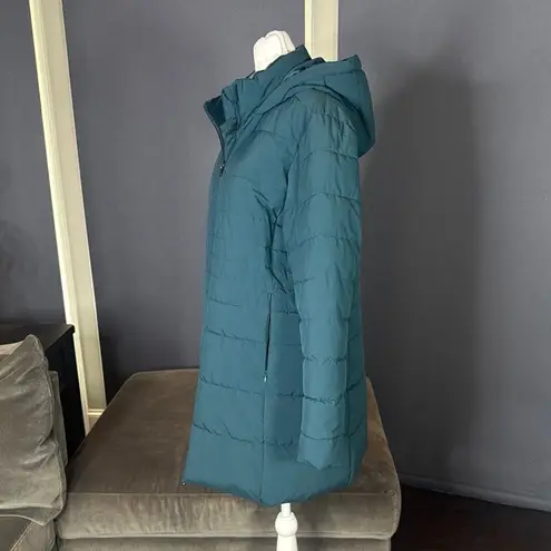 Swiss Tech Women’s Blue Green Puffer Jacket Hooded Quilted Design Size L 12/14 Blue Size L