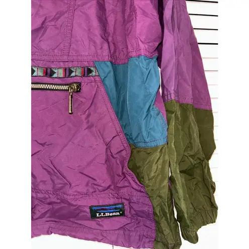 Vintage 90s LL Bean Anorak Aztec Pattern Pullover Parka Southwestern Women's Med Purple