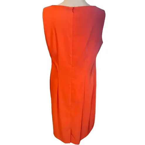 AGB DRESS Coral Sheath Dress with Tucking Detail on Bodice Size 12 Orange