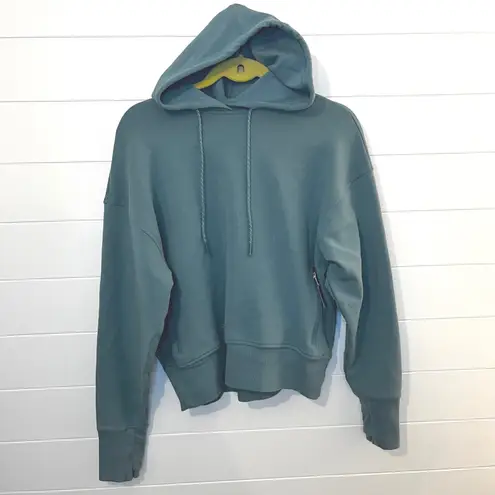 Old Navy Active Dynamic Fleece Cropped Hoodie Teal Size M Breathable Zip Pockets Green Size M