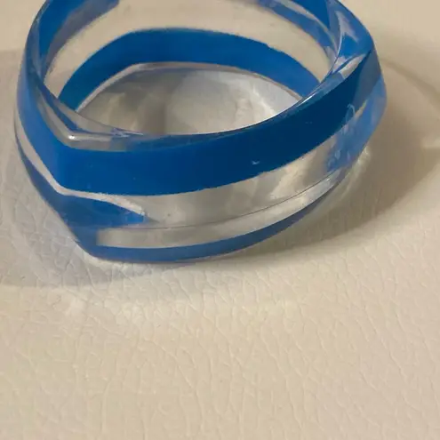 Vintage Blue Clear 80s Retro Chucky Plastic 1.5 inches Bracelet