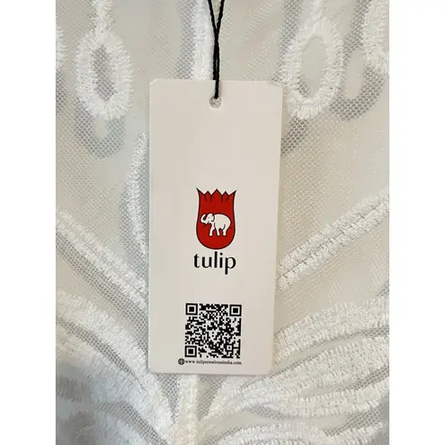 Tulip Creations Kimono Robe Womens One Size White Butterfly Lace Tie Front NWT Size M