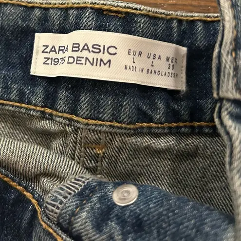 ZARA  Basic Z1975 denim Distressed mini skirt Large New with Tags 100% Cotton