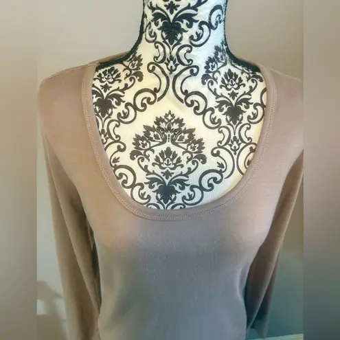 Cyrus Essential Khaki Scoop Neck Long Sleeve Top