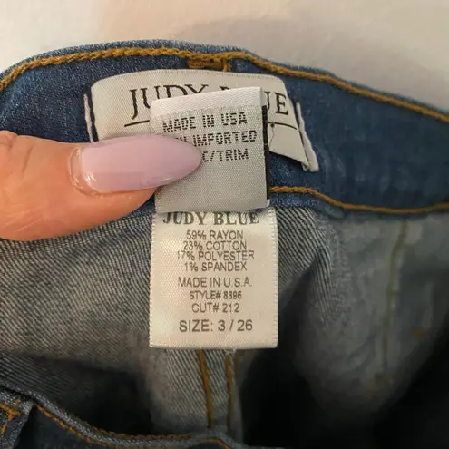 Judy Blue Super Flare Frayed Jeans Boho Retro Bohemian Women's size 3 / 26